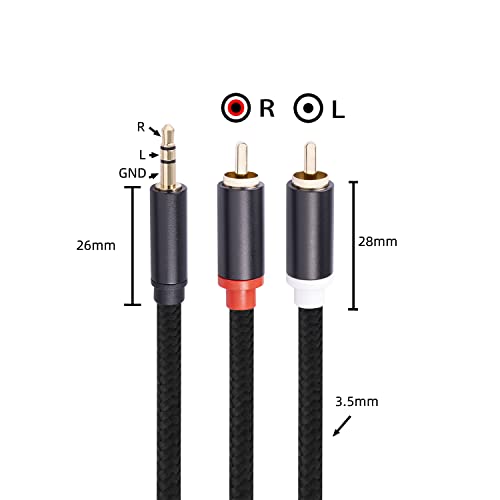 (3.3Ft / 2 Pack) 3.5mm to RCA Cable,Gold Plated,1/8 Male to Male Stereo Aux Cord Y Splitter Adapter for Tablets, Speakers, Smartphones, MP3, HDTV - size: 3.3FT