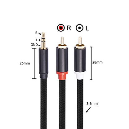 (3.3Ft / 2 Pack) 3.5mm to RCA Cable,Gold Plated,1/8 Male to Male Stereo Aux Cord Y Splitter Adapter for Tablets, Speakers, Smartphones, MP3, HDTV - size: 3.3FT