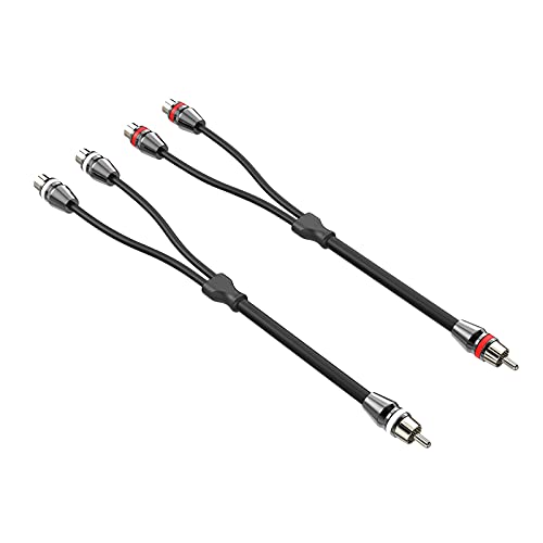 1ft 2 Female to 1 Male RCA Y Adapter Splitter Cable (2 Pack) | Nickel Plated Contcact Pin - color: NP2F1M