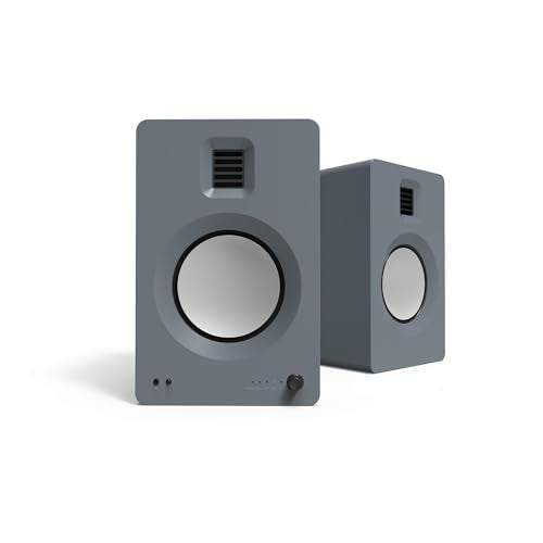 Kanto TUK Powered Speaker with Headphone Out | Built-in USB DAC | Dedicated RCA with Phono Pre-amp | Bluetooth | AMT Tweeter | 5.25" Driver | Pair | Matte Grey - color: Matte Grey