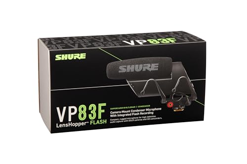Shure VP83F LensHopper Camera-Mounted Condenser Shotgun Microphone with Integrated Digital Flash Recording - Windscreen, Superior RF Immunity, Backlit LCD, 5-Position Joystick, Rycote Lyre Shock Mount - style: Integrated Flash