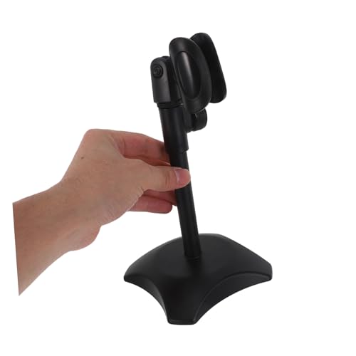 Alasum Microphone Base Stand with Mic Heavy-duty and Desktop Adjustable round Iron, Abs Material Holder Compatible with Heavyweight Handheld Microphones for Tabletop Interviews