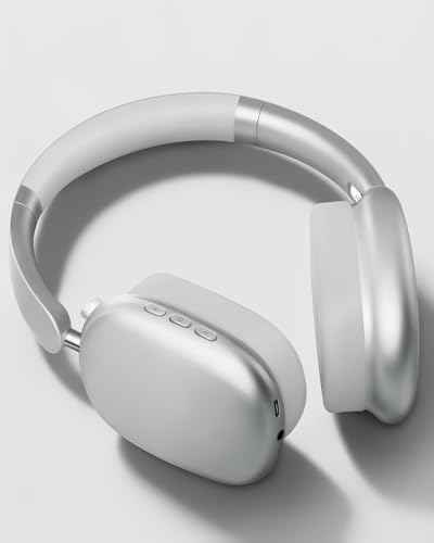 Wentronic Y01 Wireless Noise Canceling Headphones Bluetooth 5.3 Over Ear Headphones with Microphone, Hi-Res Audio, 48H Playtime, Foldable Comfortable Earpads,Compatible with iOS,Android,PC, Silver - color: Silver