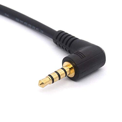 Short 3.5mm TRRS Audio Cable, Gold Plated 90 Degree 3.5 Male to 3.5mm Male Stereo Jack Plug 4-Pole Connector for Car Aux (Male to Male)