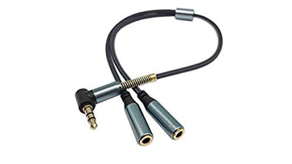 Audio Splitter Cable,Haokiang Gold Plated 90 Degree Right Angle 3.5mm Male to 2 Female Jack Headphone Audio Stereo Y Splitter Adapter Cable for Tablets, MP3 Players (Blue) - color: Blue