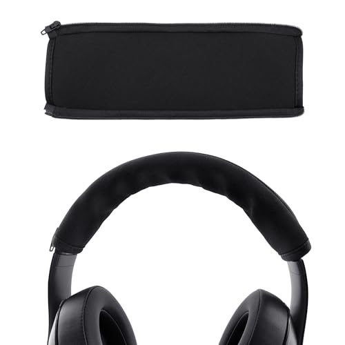 BlingKingdom Headphone Headband Cover, Black Band Cover, 9.2 x 3.1 in | Headphones Band Headband Protector with Zipper, Feels Comfortable, Detachable, Easy Cleaning