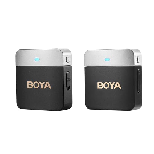 BOYA Wireless Lavalier Microphone 2.4GHz Duan Channel Wireless Micrrophone System with Transmitter and 1 Receiver for Camera iPhone Android Phone Video Recording YouTube Vlog Live Streaming (BY-M1V1) - size: BY-M1V1