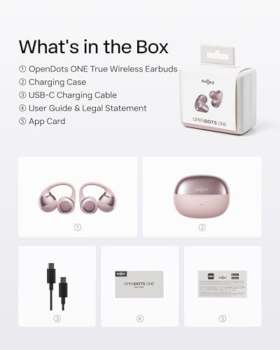 SHOKZ OpenDots ONE Open-Ear Clip-On Bluetooth Earbuds, Pink, Dolby Audio - color: Pink