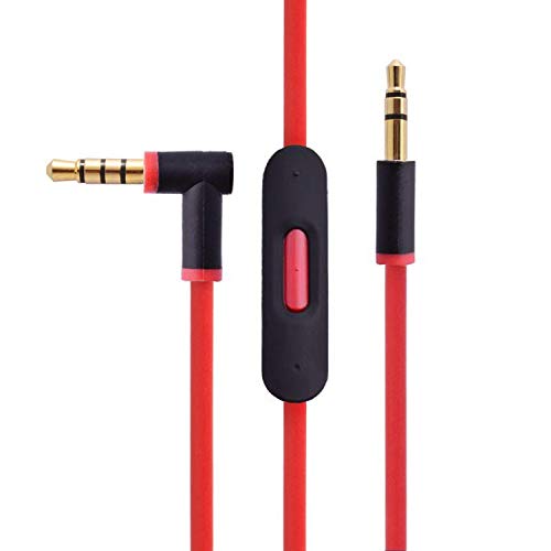 Replacement Solo4 Solo3 Audio Cable Cord Wire with in-line Microphone and Control Compatible with Beats Headphones Solo, Studio, Pro, Detox, Wireless, Mixr, Executive Headphones(Black Red) - color: Black Red