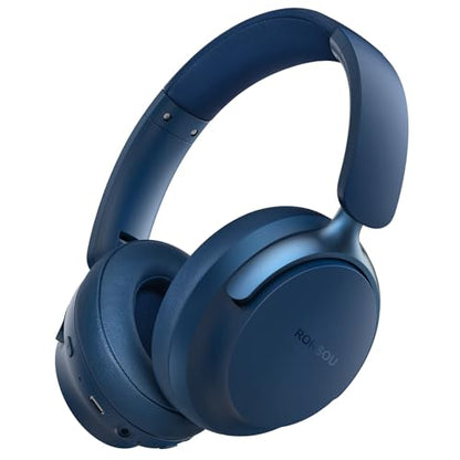 B8 Bluetooth Headphones Over Ear, 6 EQ Music Modes and 50H Playtime Deep Bass Wireless Headphones with Mic, Lightweight Folding HiFi Stereo Headset for iPad/Travel/Tablet/PC/Home Blue - color: Blue