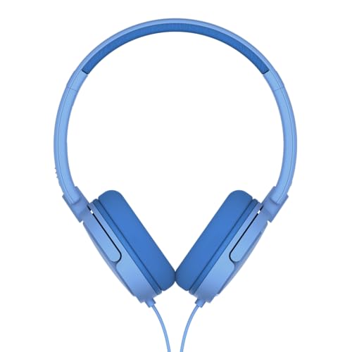 Philips K2019 Lightweight On-Ear Wired Kids Headphones - Built-in Mic, Safe Volume Limited, Foldable & Durable, Blue - color: Blue