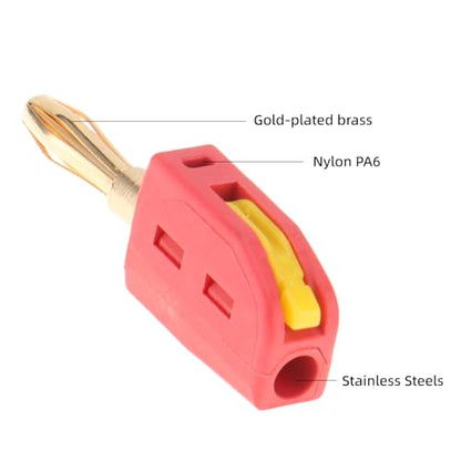 10PCS 4mm Banana Plug, 32A 250V Insulated Gold Plated Speaker Wire Banana Plugs Connectors, Banana Socke for Speaker Wire, Home Theater, Amplifiers and Sound Systems, 12-24AWG, Quick Connect