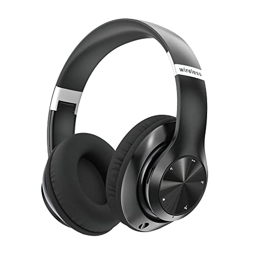 Headphones Wireless Bluetooth with Mic, Wireless Headphones Over Ear with Hi-Fi Audio Deep Bass,3.5MM Cable,Soft-Earpads (NO ANC) - color: Dark Grey