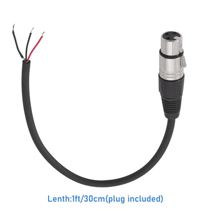 2PCS 1FT XLR 3PIN Female to 3Wire Pigtail Cable with HeatShrink Tubes | Perfect for Microphone Replacement or Repair - style: XLR Female
