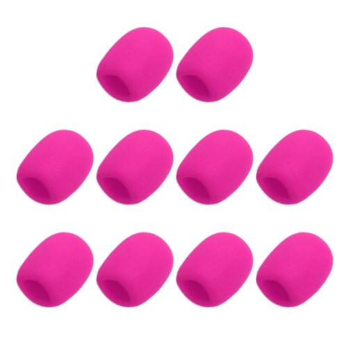 MECCANIXITY 10pcs Microphone Foam Covers, 40mm (1.57") ID 10mm (0.39") Thickness Microphone Windscreen Foam Cover for Most Handheld Microphones, Rose Red - color: Rose Red