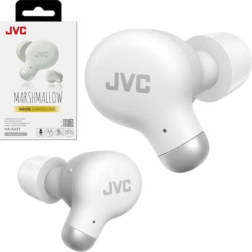 JVC Active Noise Cancelling True Wireless Earbuds - Bluetooth 5.3 with ANC - Comfortable Fit with S/M/L Silicon & Memory Foam Earpieces - IPX4 Water Resistant - 28 Hrs Playback - Compact Charging Case - color: White
