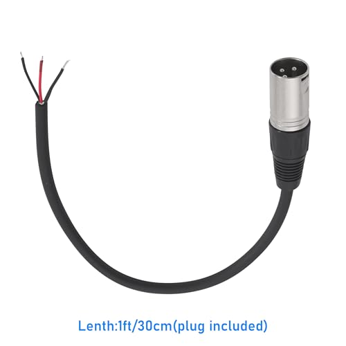 2PCS 1FT XLR 3PIN Male to 3Wire Pigtail Cable with HeatShrink Tubes | Perfect for Microphone Replacement or Repair - style: XLR Male