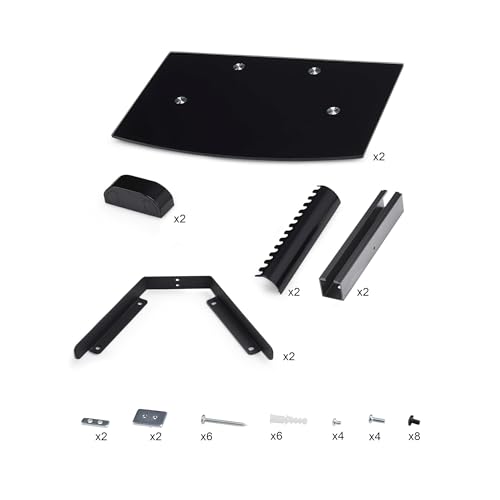 StarTech Dual Floating Wall-Mounted AV Shelves, Tempered Glass Shelves | Adjustable Height Shelf For Under TV AV Equipment, 2B-WALL-MOUNT-SHELF - style: Dual