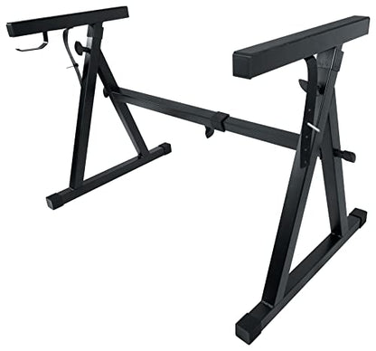 Rockville Z50 Z-Style Pro Keyboard Piano Stand, Adjustable Height and Width, Headphone Hook, Fits 54-88 Keys + Includes Travel Bag | 250 lb Capacity, Fits 49 Key and Up, EVA Foam Pads, Headphone Hook, Anchoring Straps, Portable, Sits or Stands