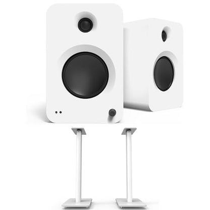 Kanto REN MW Bluetooth Powered Bookshelf Speakers - Matte White Pair SP26PLW 26" Fixed-Height Stands for Bookshelf Speakers - White Pair (2024) - size: REN MW, style: SP26PLW