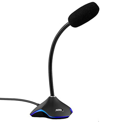 Microphone with LED Light for PC Computer Laptop Notebook Desktop Gaming Chatting Noise Reduction