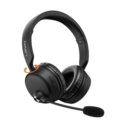 LEVN Bluetooth Headset with Microphone, 60 Hrs Working Time Dual Connection Bluetooth Headphones with Mic, Wireless Headset with Mic for Work/Video Meetings/Phone/Call Center/PC/Music/Zoom/Teams