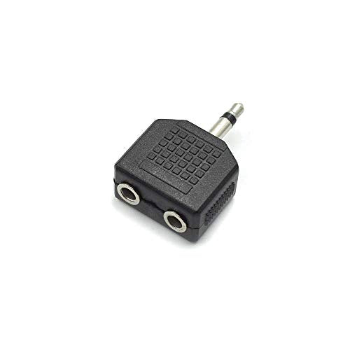 3.5mm Mono Male to Dual 3.5mm Female Mono Audio Y Splitter Microphone Converter Headphone Adapter Connector - 6 Pcs