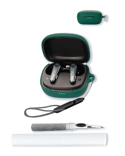 Silicone Case Compatible with EarFun Air Pro 3 with Keychain,Cleaning Kit and Lanyard, Soft Protective Shockproof Cover for EarFun Air Pro 3（2023）-Green