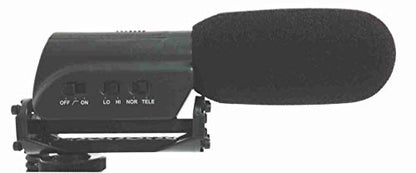 Mini Shotgun Microphone with LED Light and C-Bracket Mount