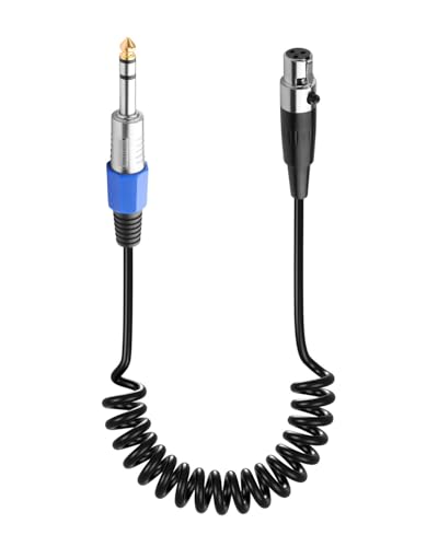 CERRXIAN Mini XLR Female to 6.35 mm 1/4" TRS Male Adapter Coiled Cable, Balanced 1/4" TRS Stereo Male to Mini XLR 3-Pin Female Stereo Audio Adapter - 50cm / 1.64ft - size: 3Pin Mini XLR Female to 6.35 mm 1/4" TRS Male