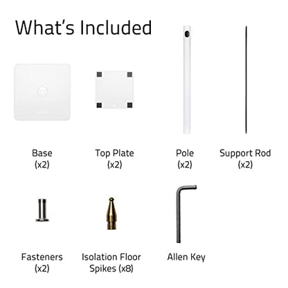 Fluance Floor Speaker Stands for Surround Sound and Bookshelf Speakers with Solid Construction, Adjustable Floor Spikes, Rubber Isolation Feet, Cable Management, Square Base - Matte White/Pair SS05SWH - style: Matte White - Square Base