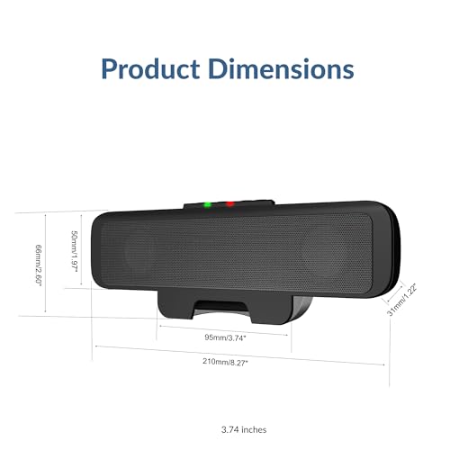 Cyber Acoustics CA-2890 USB Speaker Bar – USB Powered Stereo Desktop Computer Speakers for PC, Clip-On Monitor Mount Design, On-Speaker Controls - style: USB-No Mic