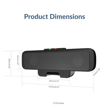 Cyber Acoustics CA-2890 USB Speaker Bar with Clip-On Monitor Mount Design | Compact speaker bar for PC and Mac, Great for Tight Desks, Play and Pause Buttons, LED Status Light, Plug-and-Play Setup - style: USB-No Mic