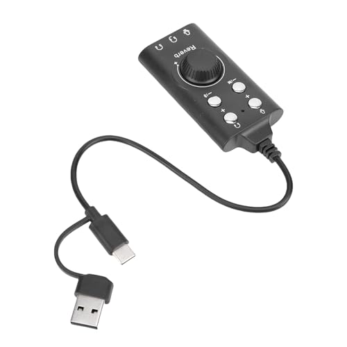 Fabater USB Sound Card External Stereo Sound Card with Virtual 7.1 Surround for PC, Easy Plug and Play, Long Lifespan, Portable Design, Black