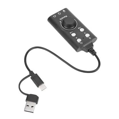 Fabater USB Sound Card External Stereo Sound Card with Virtual 7.1 Surround for PC, Easy Plug and Play, Long Lifespan, Portable Design, Black