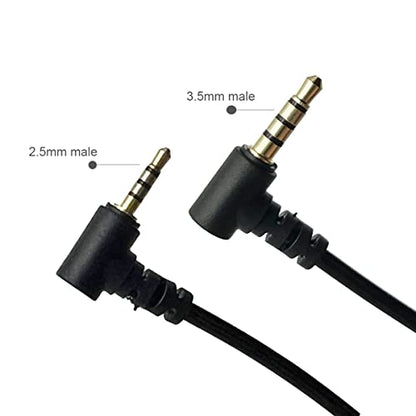 Seadream 2.5mm to 3.5mm Audio Cable Coiled;2Pack Double Angled 90 Degree 1/8" 3.5mm TRRS Jack Male to 2.5mm TRRS Jack Male Stereo Audio Mic Aux Retractable Spring Cord Cable,4 Pole,Gold Plated