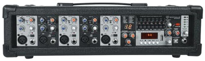 Rockville SPGN158 15" DJ PA Speaker Pair Bundle with RPM47 Powered Mixer | 1600W Peak / 400W RMS Each, 8-Ohm, Bluetooth/USB, 2 RMC-XLR Microphones, 2 Tripod Stands, SpeakOn Cables, 7-Items