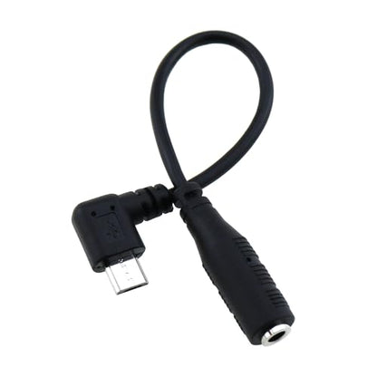 Audio Adapter Cable Black Micro USB to 3.5 Female Audio Elbow Adapter Cable for Headphone Microphone Smartphone and Camera