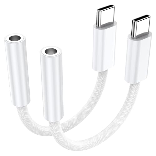 2 Pack USB C to 3.5 mm Jack Adapter, 3.5mm 1/8 Inch Aux to USB C Audio Headphone Jack Adapter Compatible with iPhone 17/16/15, iPad Pro, SMSUNG Galaxy S25 S24 S23 Ultra, Pixel 10/9/8 - size: 2 Pack