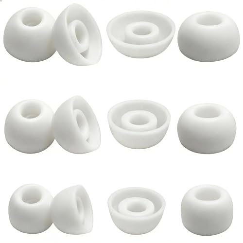 Silicone Earbuds tips Replacement Oval Universal Replacement Ear Tips for True Wireless Earbuds, 6 Pairs LMS White - color: White