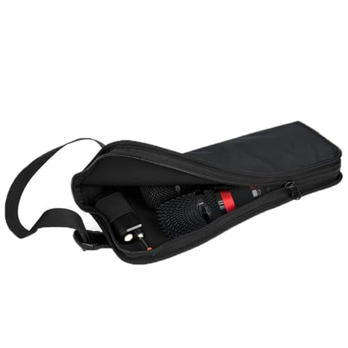 Wireless Microphone Storage Bag, Protective Carrying Case for JBL, BOSE Dual Handheld Mic, Dual Mic Bag with Portable handle, Compatible with max 9.84-inch Dual Wireless Mic-Bag Only