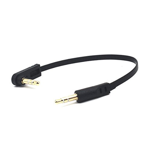 3.5mm Stereo Audio Flat Cable, 15cm, 2 Pack, 90 Degree Angle Male, 1/8" TRS Jack Plug Headphone Headset AUX Cord - color: Single Angle