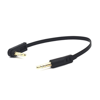 3.5mm Stereo Audio Flat Cable, 15cm, 2 Pack, 90 Degree Angle Male, 1/8" TRS Jack Plug Headphone Headset AUX Cord - color: Single Angle