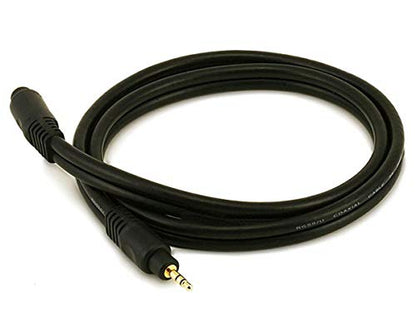 Monoprice Audio Extension Cable - 3 Feet - Black | Premium 3.5mm Stereo Male to 3.5mm Stereo Female 22AWG, Gold Plated - size: 3 Feet