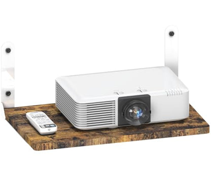 Wall-Mounted Projector Shelf, Wooden Media Holder Holds Up to 24 lbs, Floating Entertainment Shelves Furniture for Cable Box, WiFi Router, TV Box, Game Console, DVD Player, White - color: White