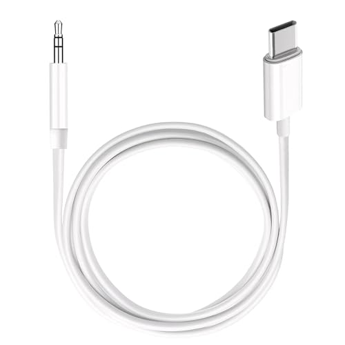 USB C to 3.5mm Audio Aux Jack Cable,3.3 ft, aux Cord for iPhone,Type C to 3.5mm Aux Headphone Stereo Cord Car Cable for iPhone 16/16 Pro, Samsung Galaxy S25 and Other iOS and Android Devices(White) - color: White, style: USB C to 3.5mm