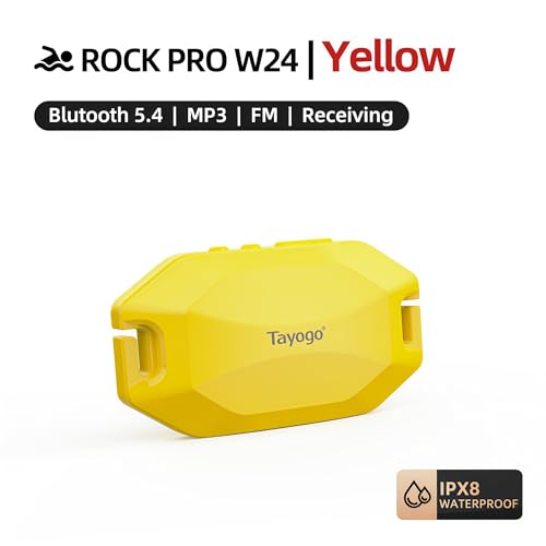 Tayogo Rock PRO W24 Swimming Headphones – Bone Conduction Waterproof Headphones for Swimming, 4-in-1 MP3 Player 32GB, Bluetooth 5.4, FM Radio (Yellow) - color: Yellow