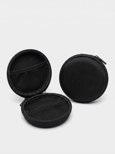 2 Pack Round EVA Hard Carrying Case for Earbuds, Portable Digital Cable Organizer, Zipper Pouch for Small Accessories
