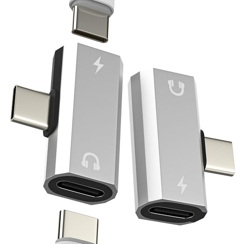 Dual USB C Splitter for IPhone 16 15 Pro Max (2pack)Headphone Charger Jack Adapter Audio Cable Double Dongle Fast Charging AUX Cord for Apple Multi Port Car Headset for IPad Compatible for Samsung S25