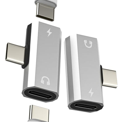 Dual USB C Splitter for IPhone 16 15 Pro Max (2pack)Headphone Charger Jack Adapter Audio Cable Double Dongle Fast Charging AUX Cord for Apple Multi Port Car Headset for IPad Compatible for Samsung S25